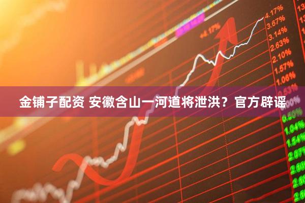 金铺子配资 安徽含山一河道将泄洪？官方辟谣