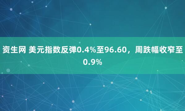 资生网 美元指数反弹0.4%至96.60，周跌幅收窄至0.9%