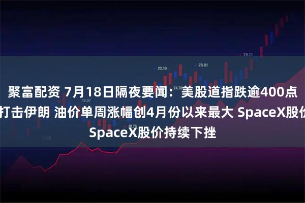 聚富配资 7月18日隔夜要闻：美股道指跌逾400点 美国再度打击伊朗 油价单周涨幅创4月份以来最大 SpaceX股价持续下挫